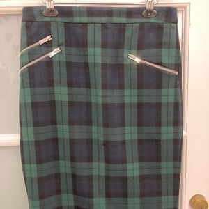Philosophy Plaid Zipper Front Midi Pencil Skirt Size : 8